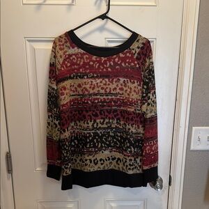 Leopard Print Women's Top - Red, Black, Gold